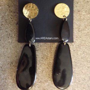 AREAstars Blk/Gold Tone Earrings Post Back Dangle